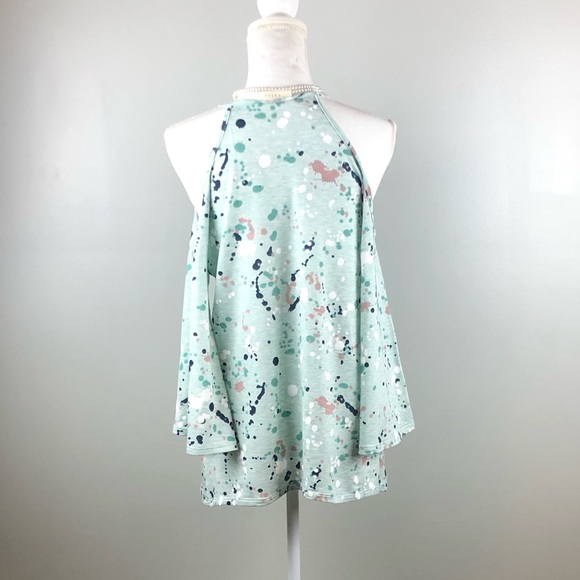 Entro Splattered Paint Cold Shoulder Halter Top - Picture 2 of 8